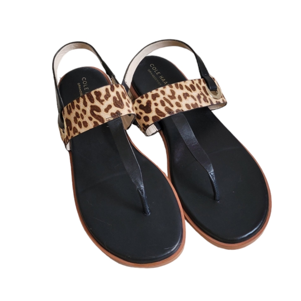 COLE HAAN Anera T-Strap Animal Print Sandals 11